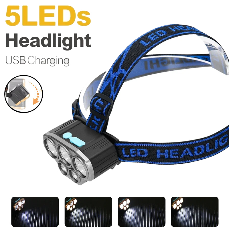 Led Headlight Bulbs - Rechargeable 5 LED Headlight Ultra Bright