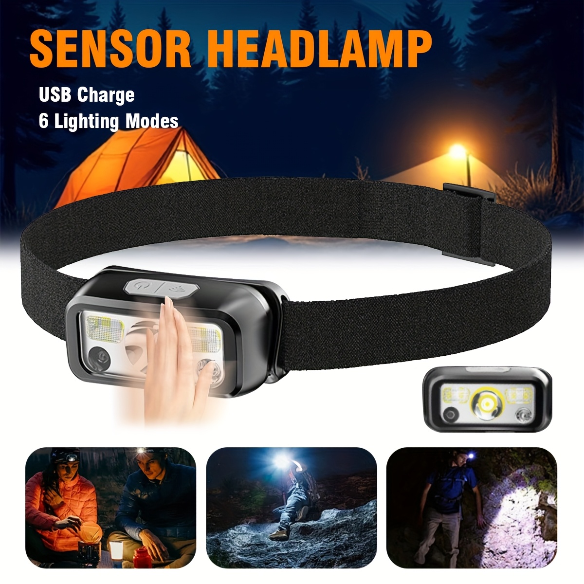 Led Headlight Bulbs - Powerful COB LED Sensor Headlamp USB