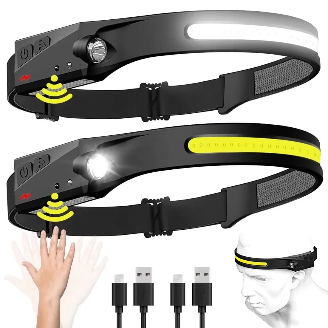 Led Headlight Bulbs - COB Floodlight LED Induction Headlamp USB
